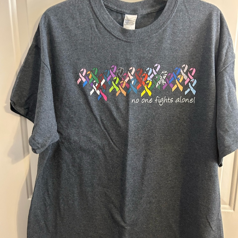 Gildan Cotton Dark Gray T-Shirt w/Cancer Ribbons